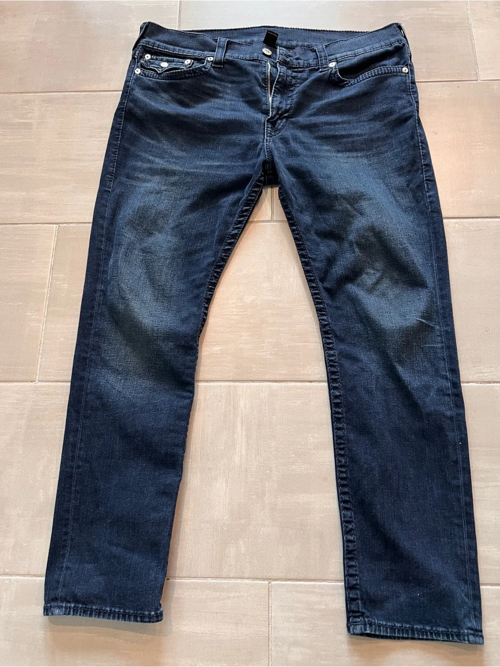 True Religion Men's Straight Jeans - Dark Blue Wash
